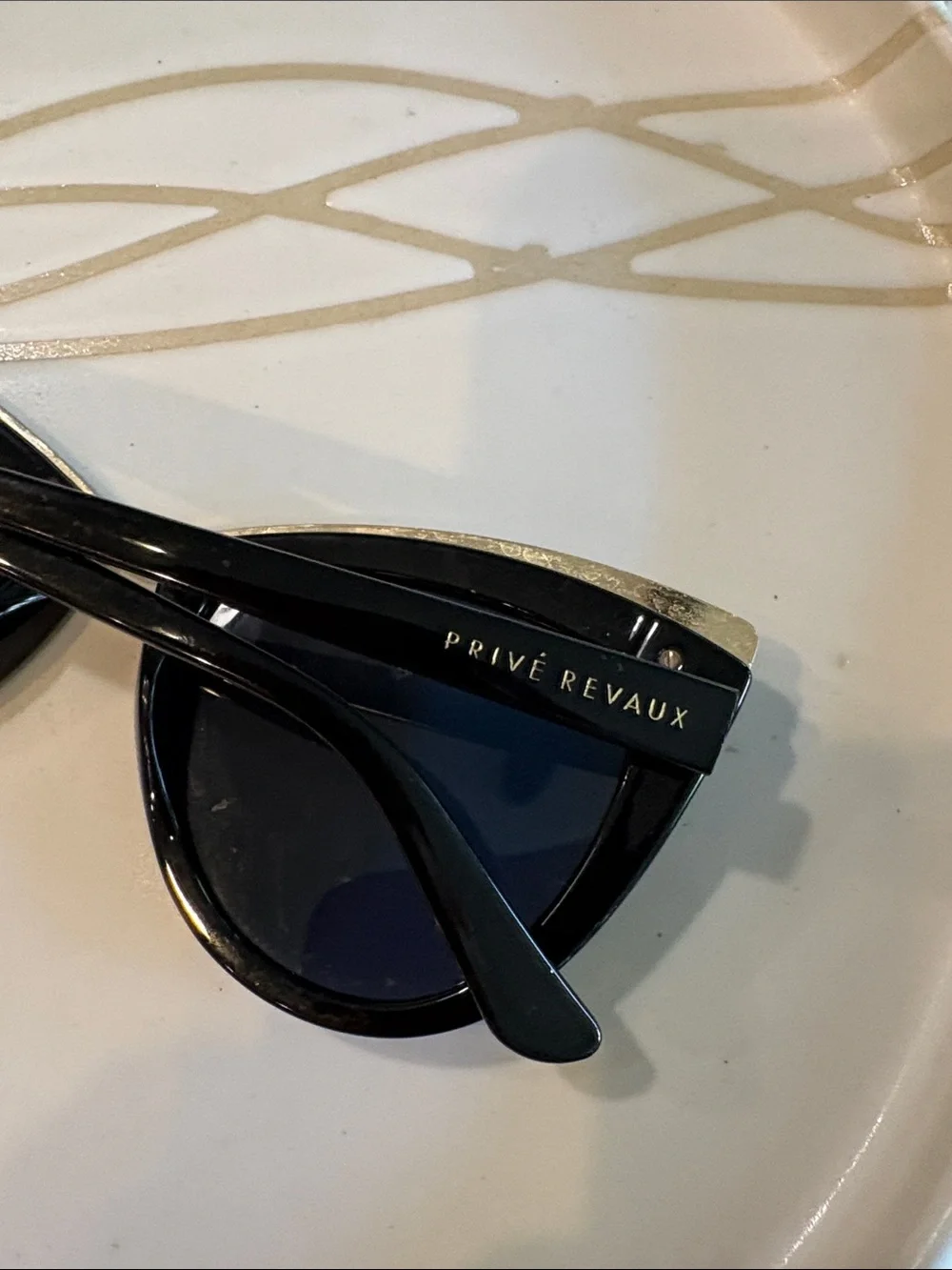Prive revaux black and gold cat eye sunglasses